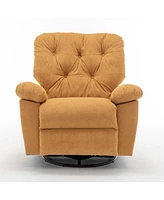 Yellow Relaxing Recliner Chair,Soft Artificial Fleece, Overstuffed, Swivel, Glider, Side Pocket