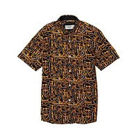 Elie Balleh Big Boys Black Geometric Slim Fit Shirt