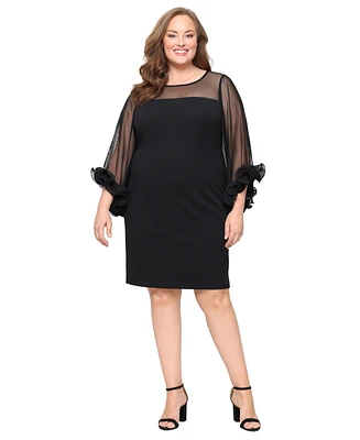 Alex Evenings Plus 3/4-Sleeve Crepe A-Line Dress
