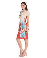 R & M Richards Women's Colorblocked Placement-Print Sheath Dress