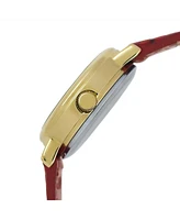 Peugeot Women's 26mm Sun-Moon Phase Gold Watch with Brown Leather Strap
