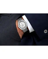Peugeot Men's 40mm Silver Face Fluted Bezel Stainless Steel Bracelet Watch