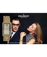 Peugeot Women's Gold Bracelet Watch with Crystal Bezel and Gold-Tone Bracelet Strap