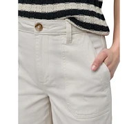 Dkny Jeans Women's High Rise Wide-Leg Cropped Utility