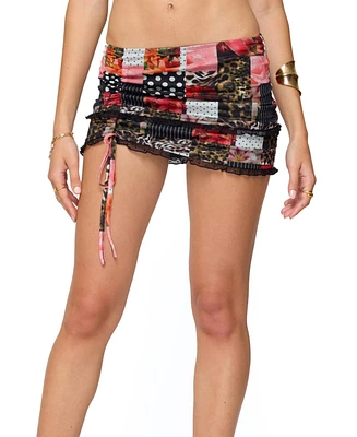 Edikted Women's Kylo Mixed Print Drawstring Mini Skirt
