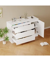 Wooden side cabinet with hidden drawers