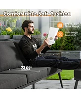 Xizzi 6-Priece Outdoor Patio Set with All-Weather Polyester Rope, Conversation Sofa for Backyard Deck Soft Cushions,Ottomans and Glass Coffee