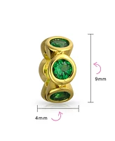 Bling Jewelry Cubic Zirconia Cz Spacer Charm Bead Gold Plated .925 Sterling Silver Fits European Bracelet