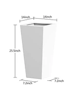 25" Metal Tapered Planter - White, Indoor/Outdoor