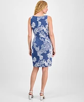 Robbie Bee Women's Printed Sarong Sleeveless Sheath Dress