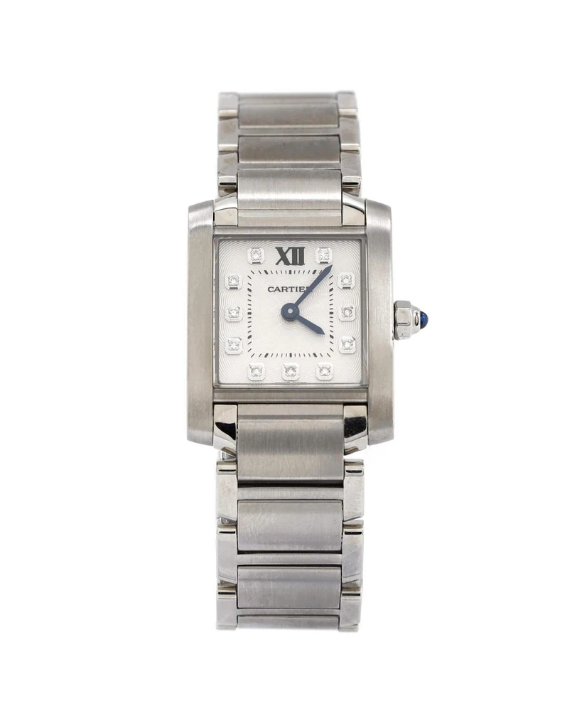 Pre-Owned Cartier Tank Francaise Quartz Watch in Stainless Steel with Diamond Markers 25mm