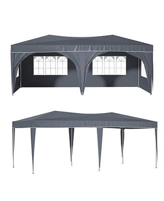 10x20 Pop Up Canopy Tent w/ Sidewalls - Gray