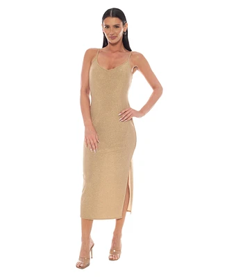 Bebe Women's Milan Metallic Bodycon Maxi Dress