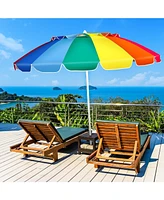 8 Feet Portable Beach Umbrella with Sand Anchor and Tilt Mechanism