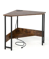 Triangle Computer Corner Desk with Charging Station