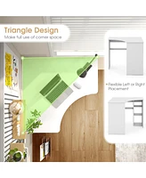 Corner Computer Desk Triangle Home Office Desk with Adjustable Shelf and Arc-Shaped Profile