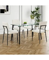 Black and Glass Dining Table Set for 5