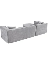 Modern L-Shape Sectional Sofa with Chenille Fabric and Pillows