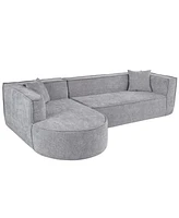 Modern L-Shape Sectional Sofa with Chenille Fabric and Pillows