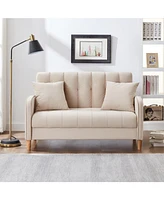 Modern Design Couch for Living Room Department Small Space Loveseat Smooth Velvet Upholstered Tufted Sofa Beige