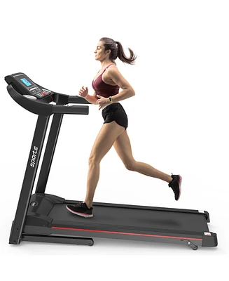 Electric Walking Running Treadmill Machine 5" Lcd Screen 250 Lb Capacity Bluetooth Music