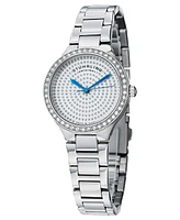 Stuhrling Original Women's Quartz Watch – Silver Dial with Swarovski Crystals & Triple-Row Stainless Steel Bracelet
