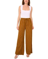 1.state Women's Striped Drawstring-Waist Wide Leg Pants