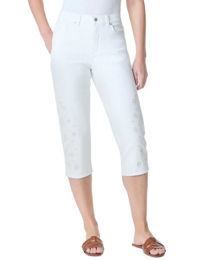 Gloria Vanderbilt Petite Amanda Embroidered Capri Jeans