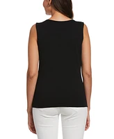 Rafaella Petite Rib Sleeveless Tank Crew Neck Top