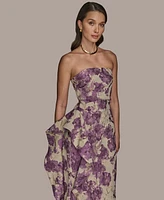 Donna Karan New York Women's Printed Strapless Gown