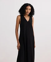 Reistor Women's V-neck Gathered Maxi Dress Black