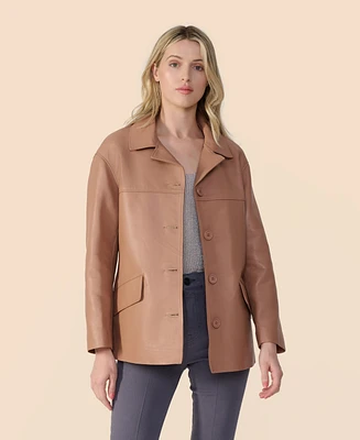 Furniq Uk Women's Relaxed Leather Jacket, Created for Macy's