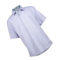 Elie Balleh Big Boys Blue Jacquard Slim Fit Short Sleeve Shirt