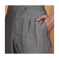 Campus Sutra Men's Moon Grey Pleated Relaxed Trousers