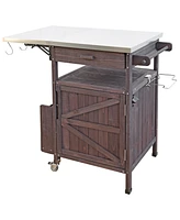 Outdoor Grill Cart with Stainless Steel Top & Storage