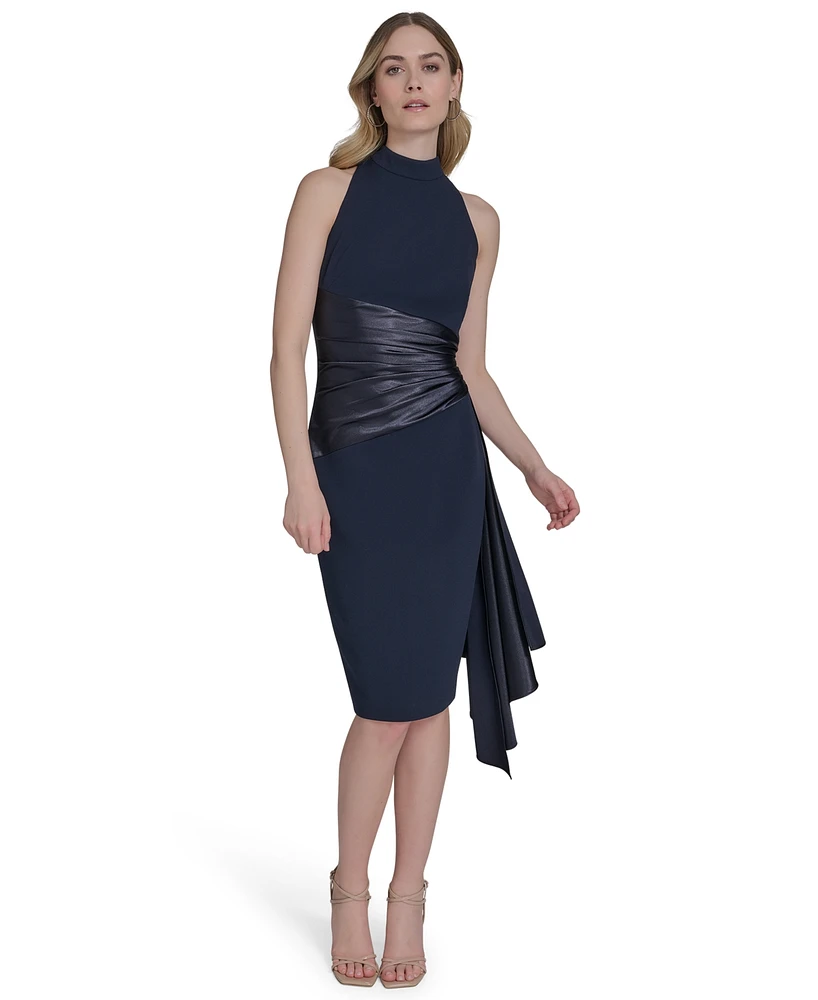 Eliza J Women's Waist-Wrap Scuba Sleeveless Midi Dress