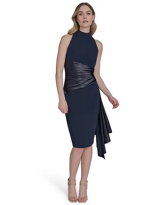 Eliza J Women's Waist-Wrap Scuba Sleeveless Midi Dress