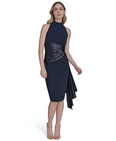 Eliza J Women's Waist-Wrap Scuba Sleeveless Midi Dress