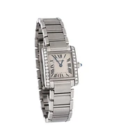 Pre-Owned Cartier Tank Francaise Quartz Watch in Stainless Steel with Diamond Bezel 20mm