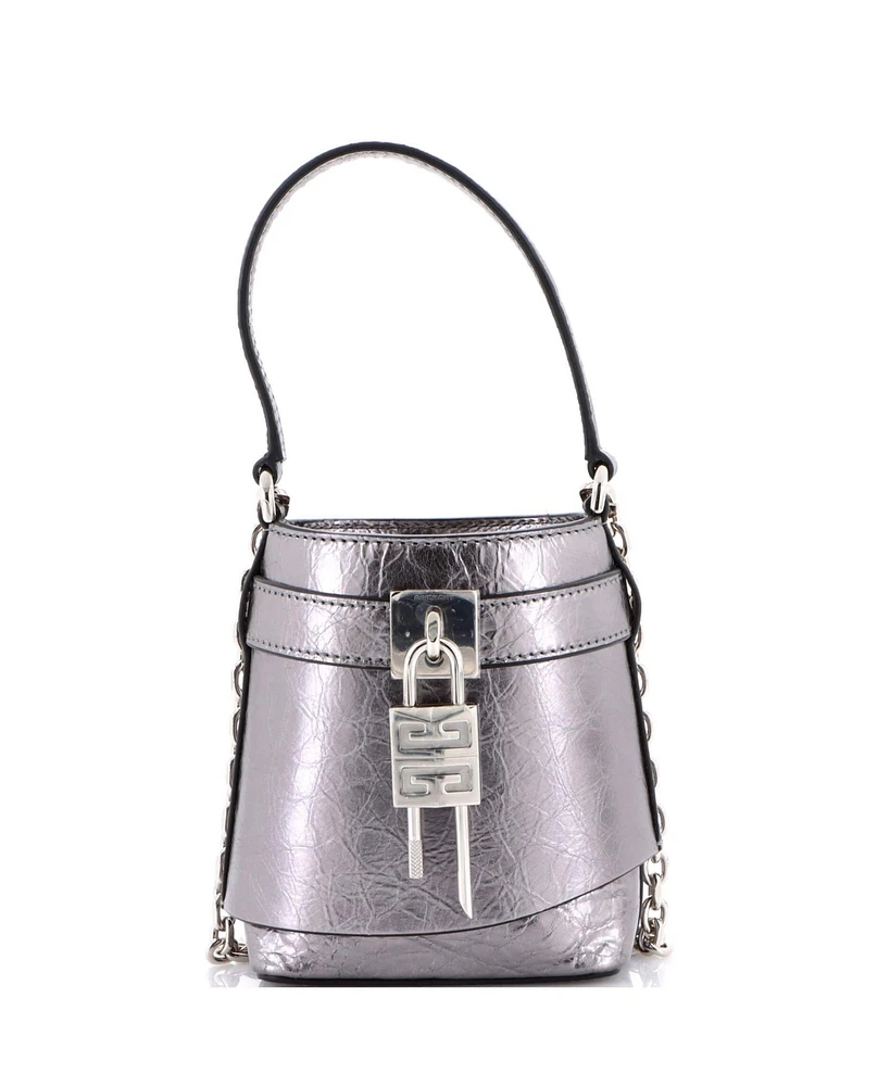 Pre-Owned Givenchy Micro Gv Shark Lock Bucket Bag Leather
