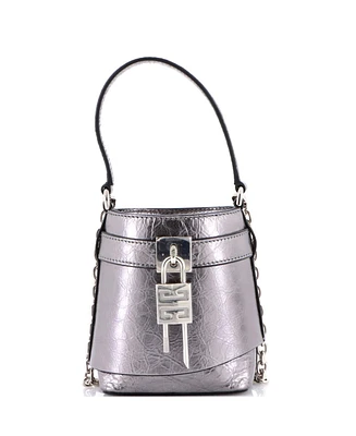 Pre-Owned Givenchy Micro Gv Shark Lock Bucket Bag Leather