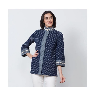 Etcetera Women's Fishnet Jacquard Denim Coat Marseille