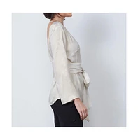 Etcetera Women's Metallic Blouse With Belt Sensibility