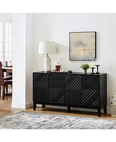 Black Farmhouse Buffet Cabinet - 60.5" Sideboard