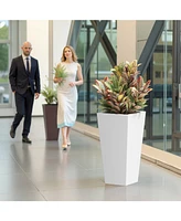 30" Metal Tapered Planter - White, Indoor/Outdoor