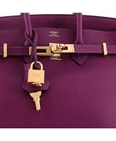 Pre-Owned Hermes Birkin 25 Handbag Purple Swift with Gold Hardware