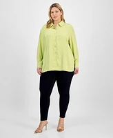 I.n.c. International Concepts Plus Collared Split-Side Shirt, Exclusively at Macy's