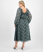 On 34th Trendy Plus Size Floral-Print Smocked-Waist Dress, Exclusively at Macy's