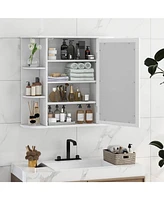 Wall-Mounted Bathroom Mirror Cabinet with Storage Shelves