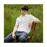 Campus Sutra Men's Cream White Warp-Tactile Polo T-Shirt